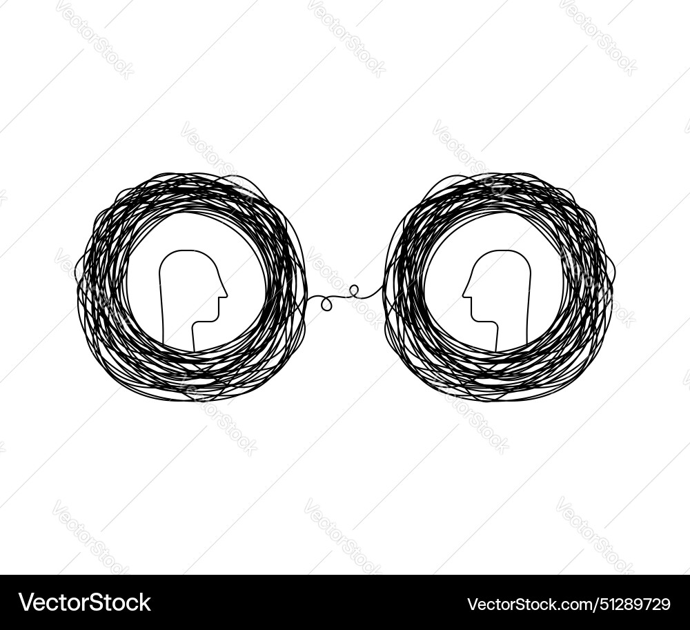 Difficulty connection between two thin line person Difficulty connection between two thin line person vector image