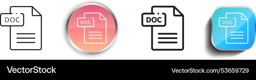 Document icon thin linear regular and button Document icon thin linear regular and button vector image