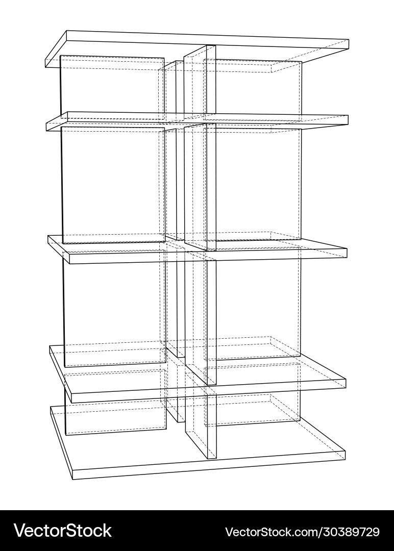 Empty showcase outline rendering 3d vector image