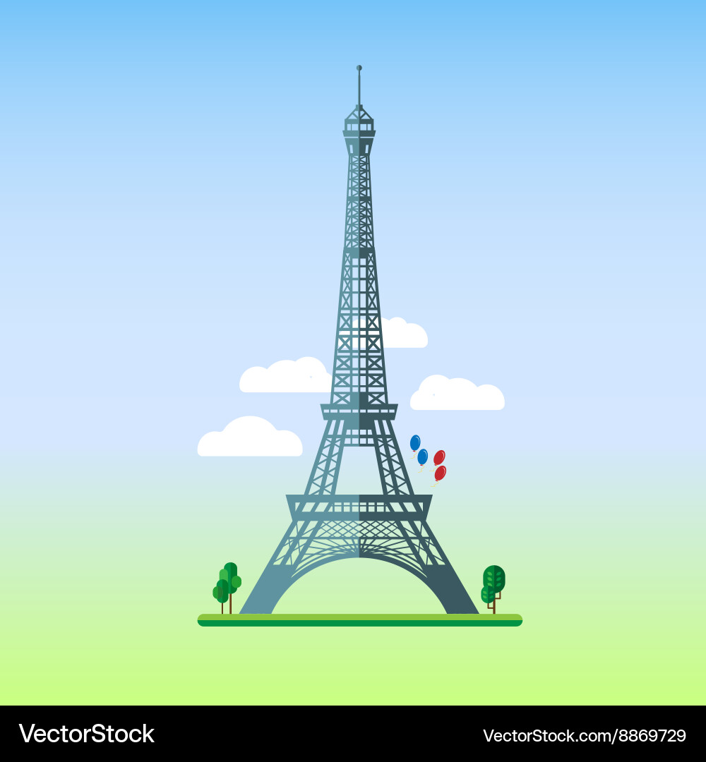 Flat design of eiffel tower vector image