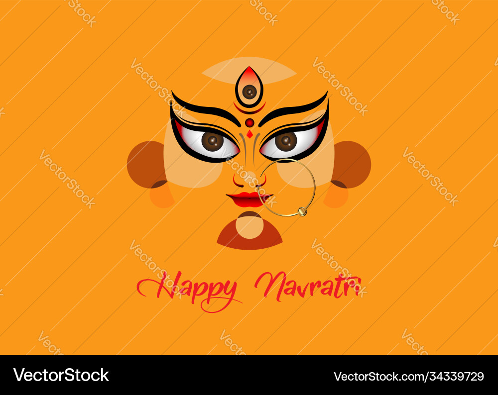 Happy navratri goddess face in durga puja Happy navratri goddess face in durga puja vector image