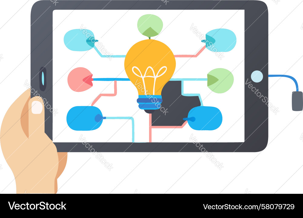 Idea Generation Tablet Display Vector Image