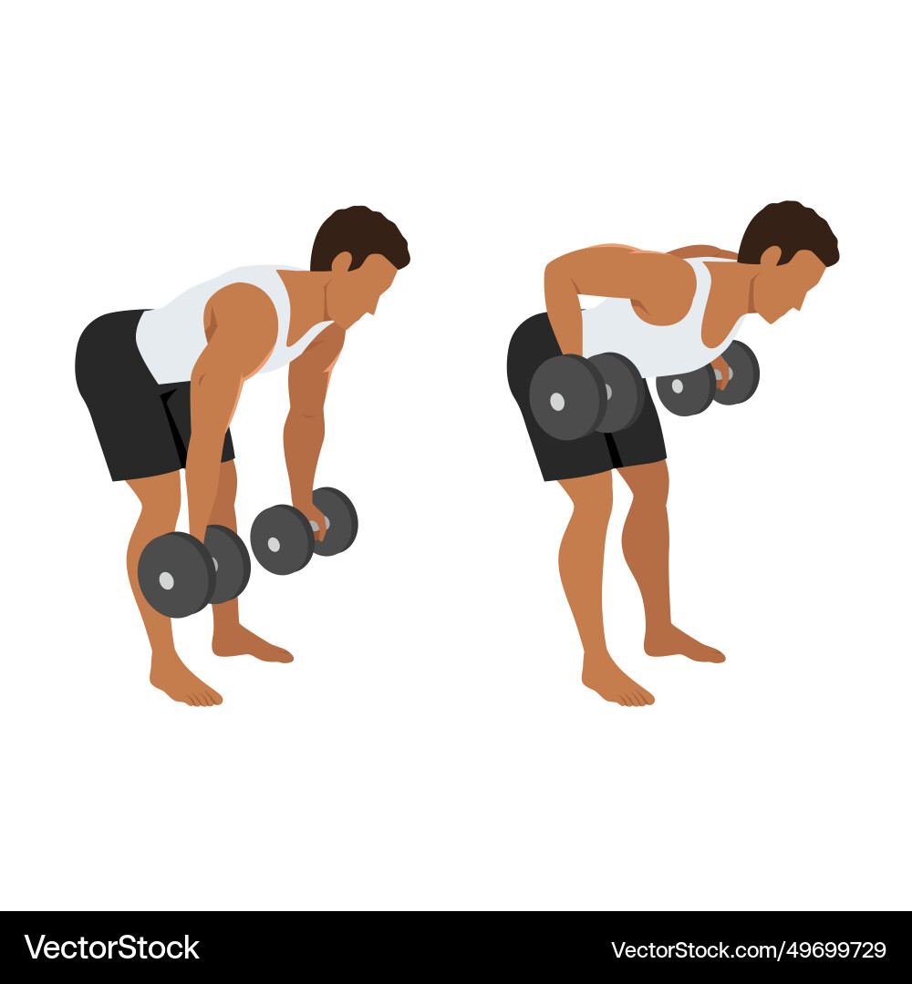 Man doing dumbbell bent over reverse grip row Man doing dumbbell bent over reverse grip row vector image
