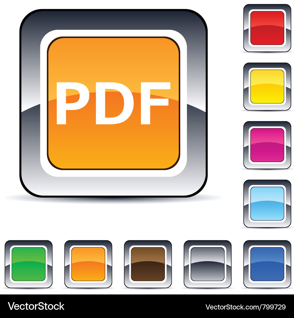 Pdf square button vector image