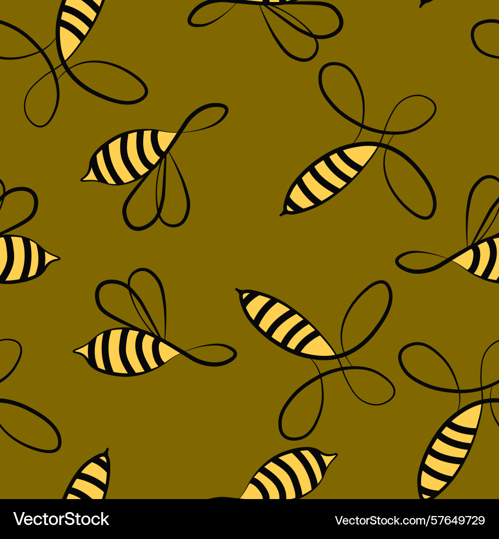Seamless pattern with bees small wasp Vector Image