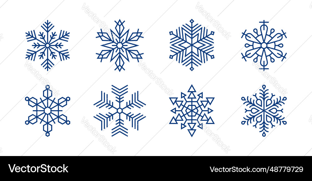 Snowflake icons on white background vector image