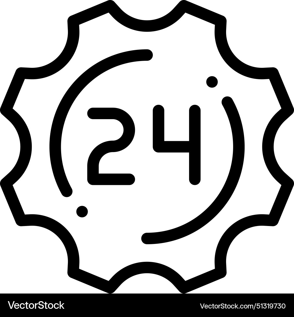 24 hours icon thin linear style design isolated Vector Image