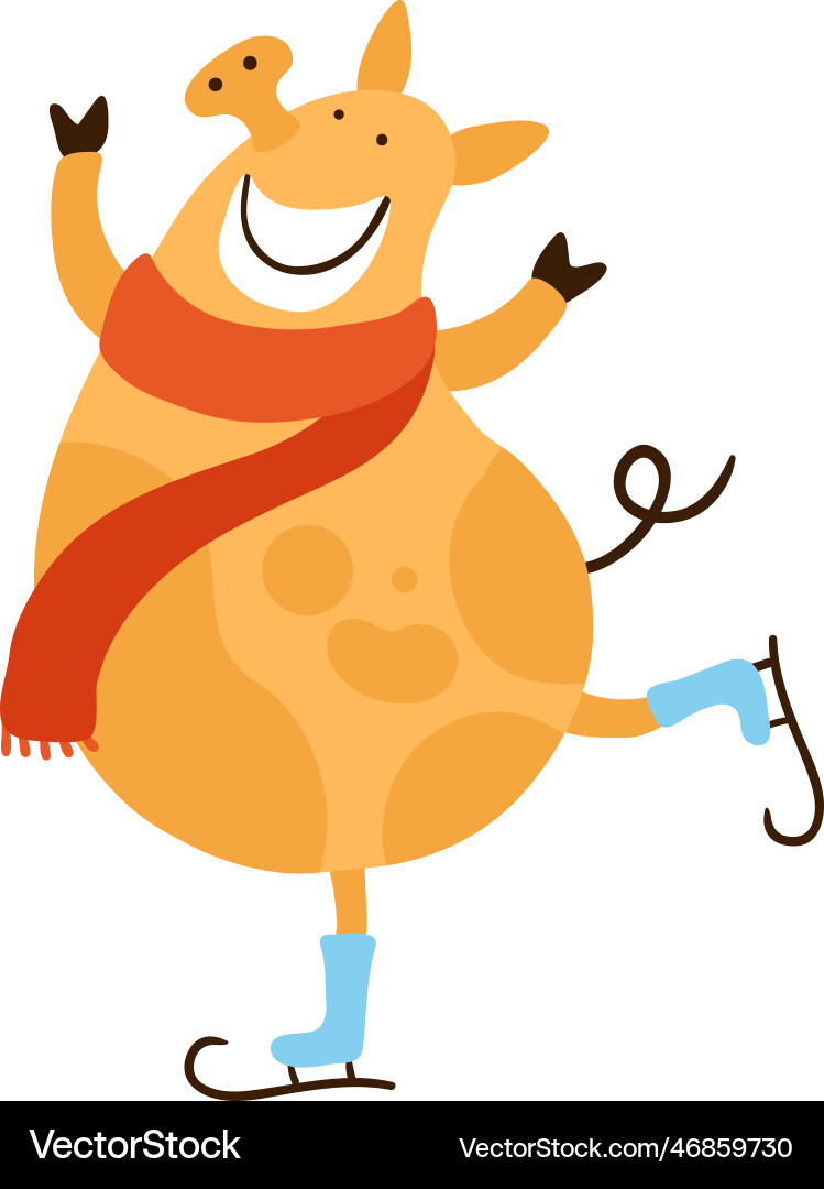 Cartoon piggy new year Cartoon piggy new year vector image