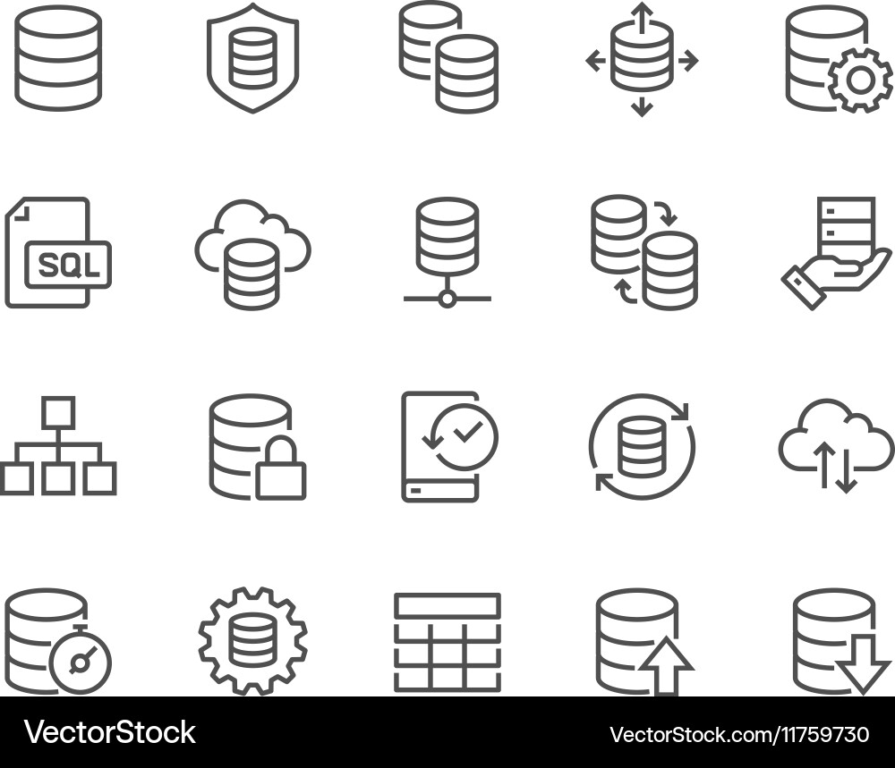 Database Line Icons vector image