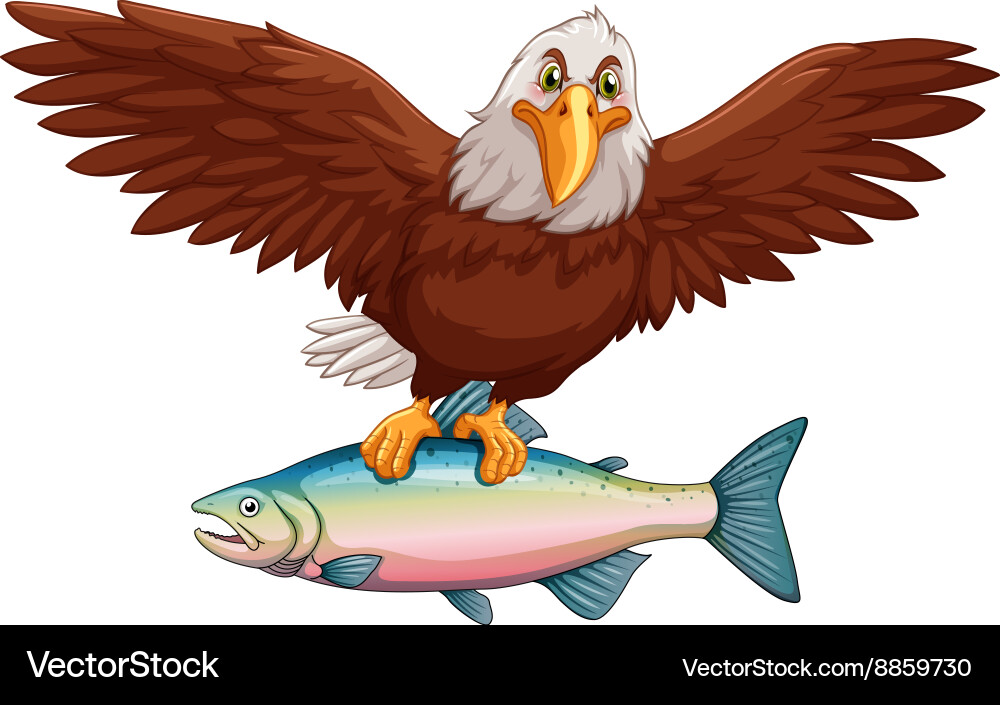 Eagle Swooping with Fish Vector Image