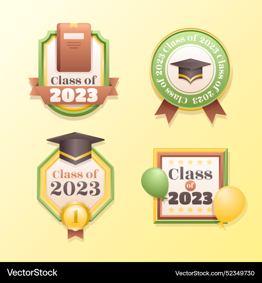 Gradient badges collection for class of 2023 Vector Image