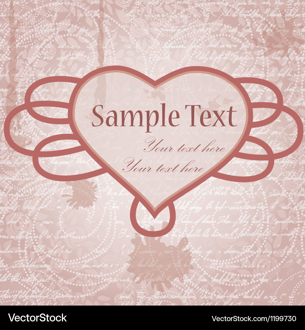 Grungy background with heart frame vector image