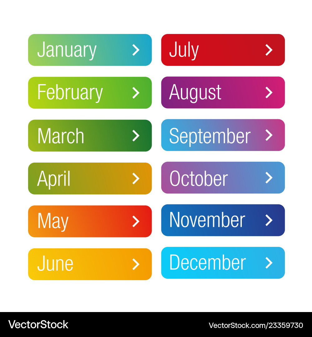 Month Button Set - Calendar Style vector image