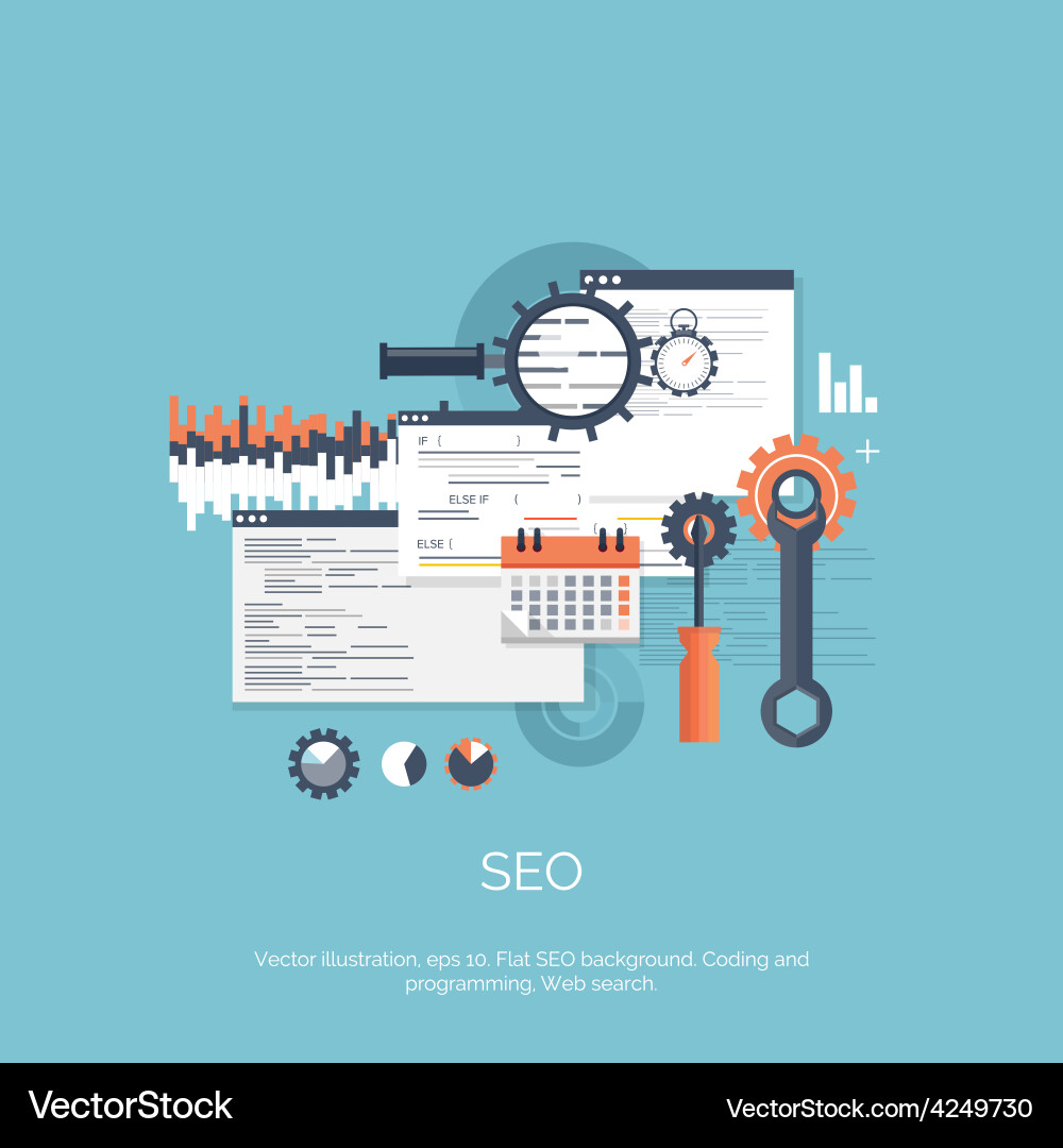 Seo Flat Computing Vektorbild