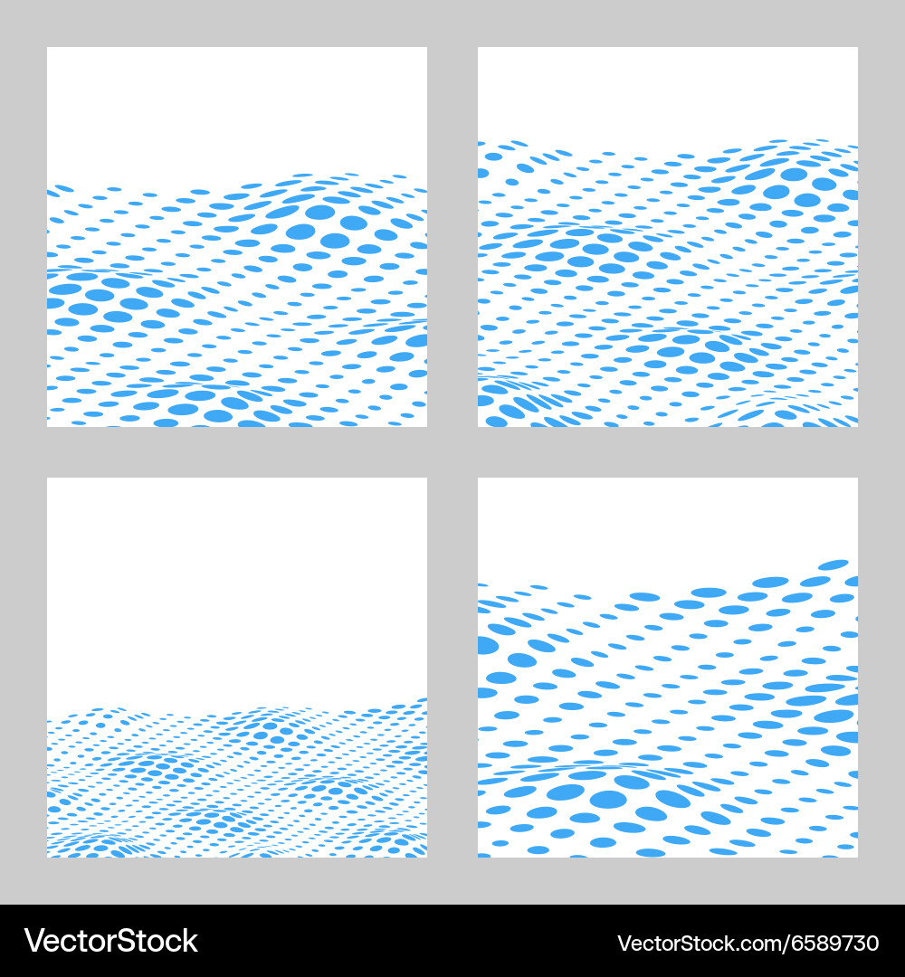 Wavy halftone background set for text card vector image
