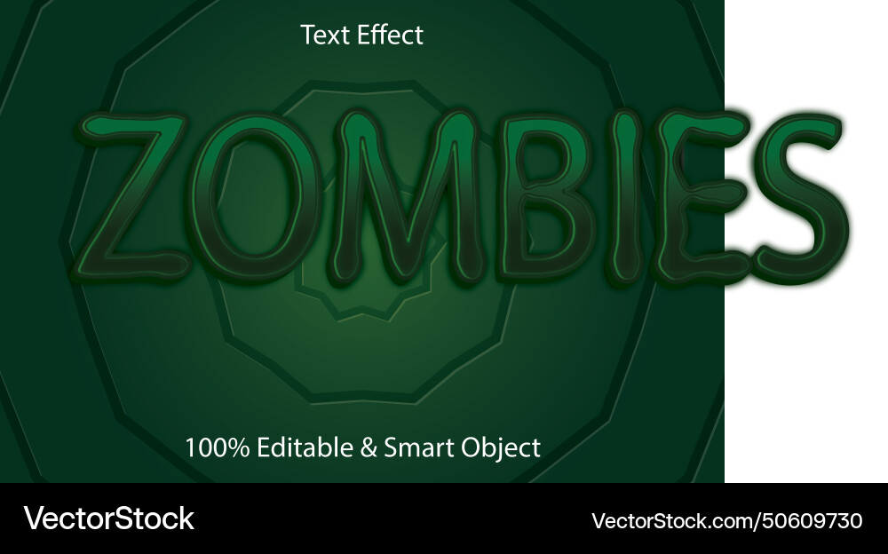 Zombies editable text effect 3 dimension emboss vector image