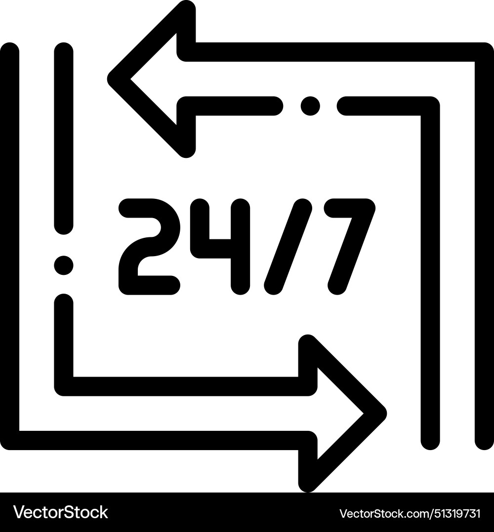 24 hours icon thin linear style design isolated 24 hours icon thin linear style design isolated vector image