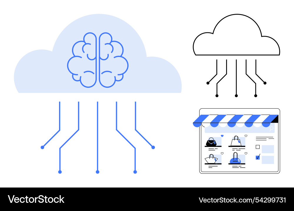 Cloud computing with brain artificial intelligence Cloud computing with brain artificial intelligence vector image