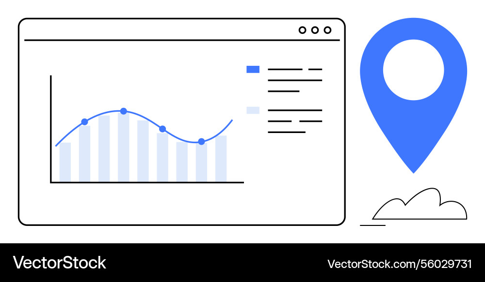 Data analytics dashboard with location pin Data analytics dashboard with location pin vector image