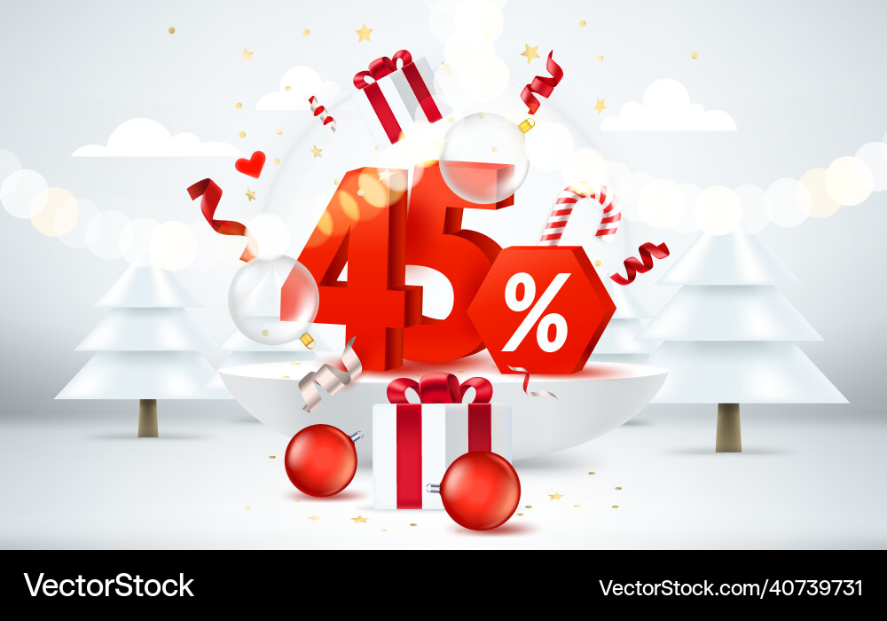 Forty five percent christmas discount season sale Forty five percent christmas discount season sale vector image