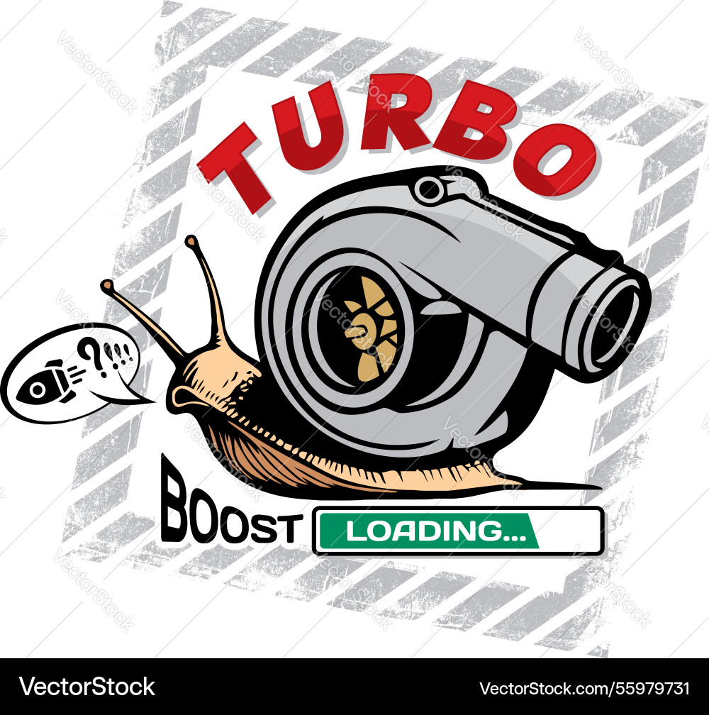 Funny turbo snail with boost loading vector image