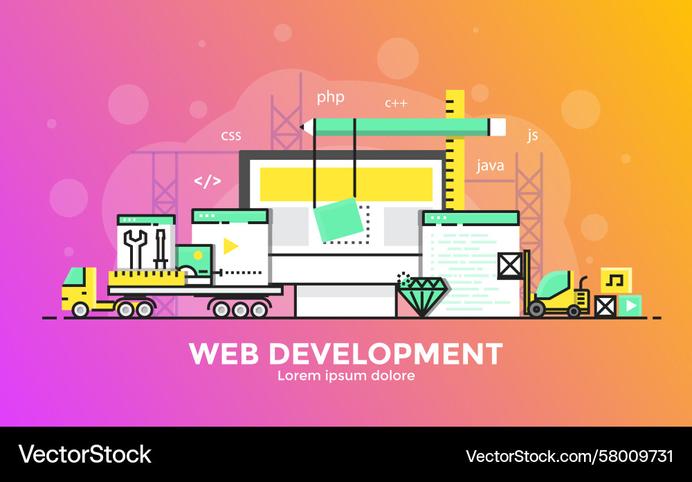 Modern Web Development Line Icons Vector Image