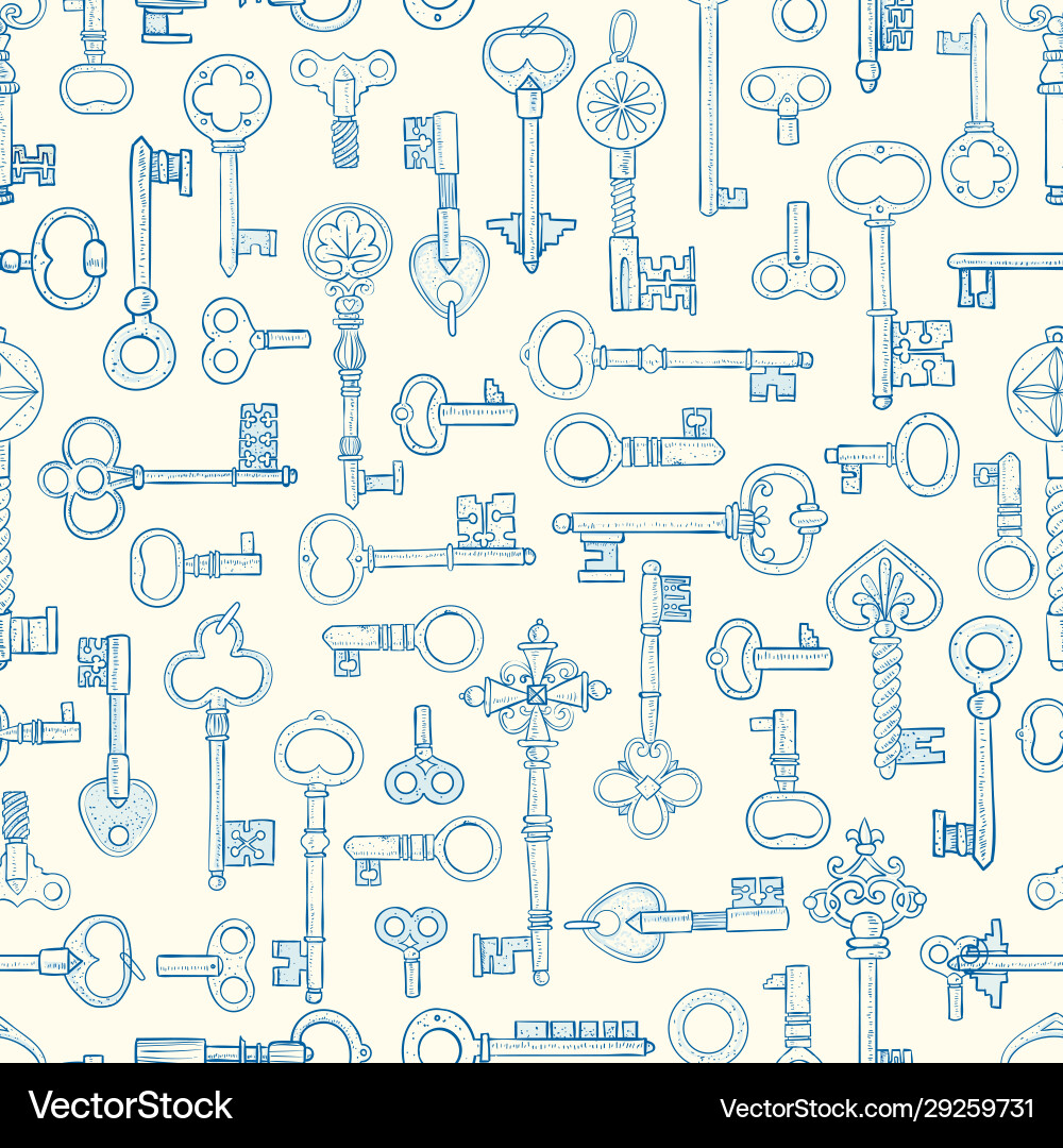 Seamless pattern with vintage skeleton keys can Seamless pattern with vintage skeleton keys can vector image