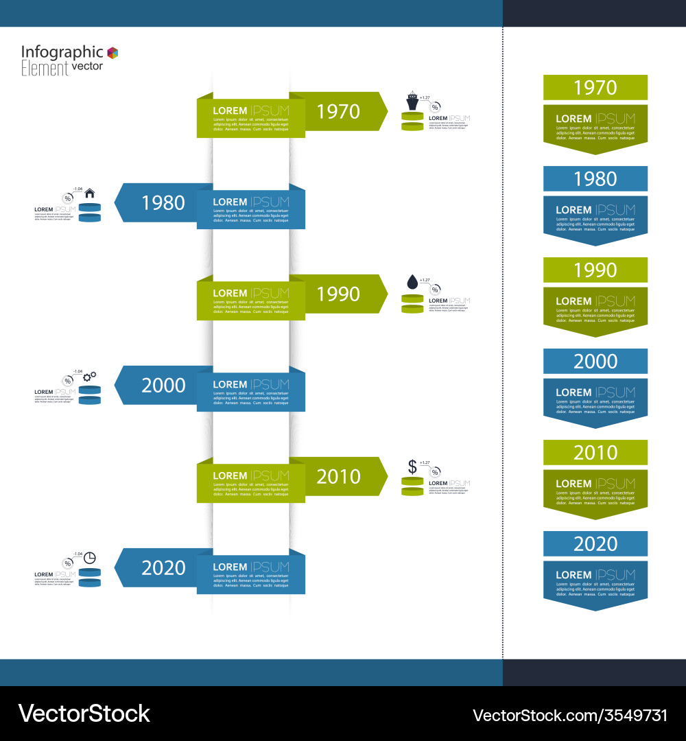 Timeline infographic with arrows and pointers vector image