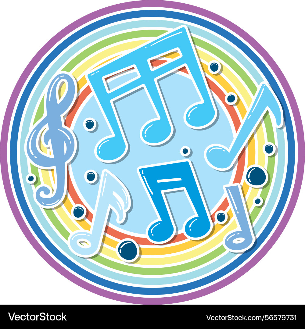 Vibrant music notes in a circular pattern Vibrant music notes in a circular pattern vector image