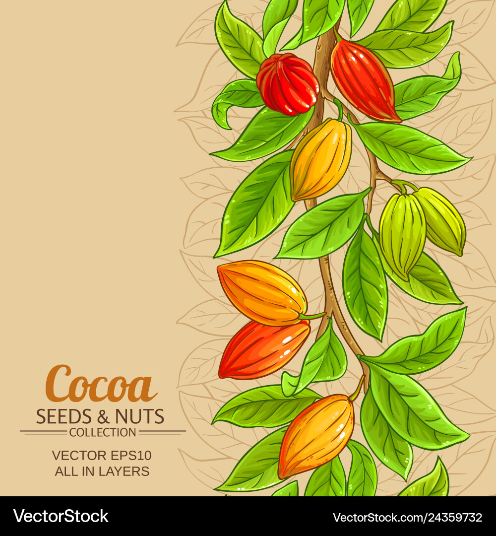 Cocoa Branch Pattern - Dark Background vector image