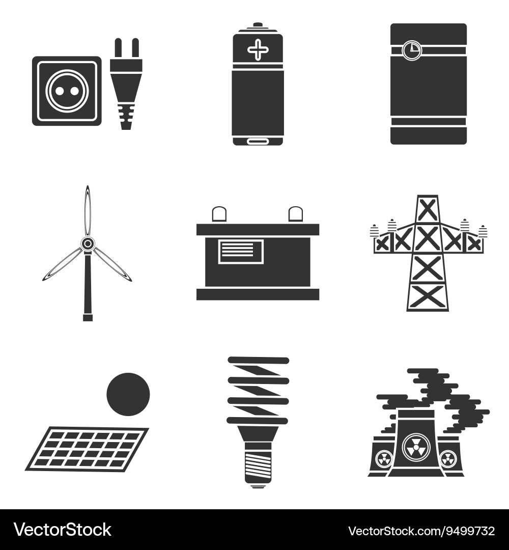 Energy generating systems icons set vector image