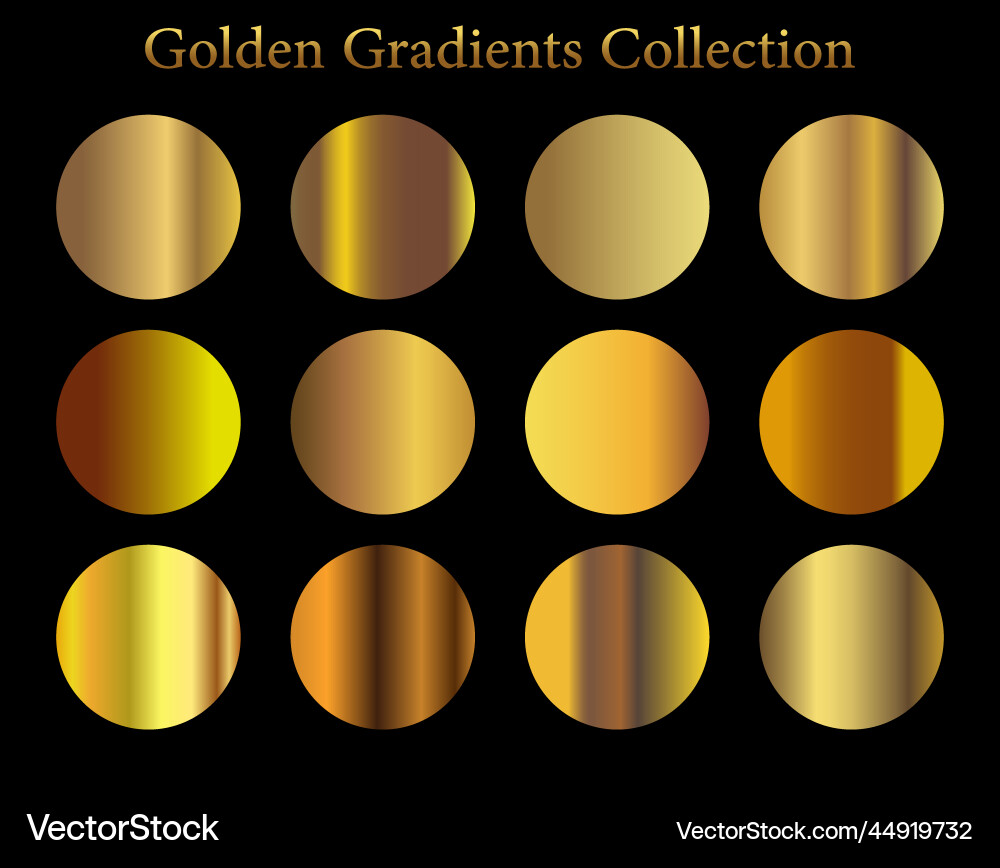 Gold gradient set background icon texture Vector Image