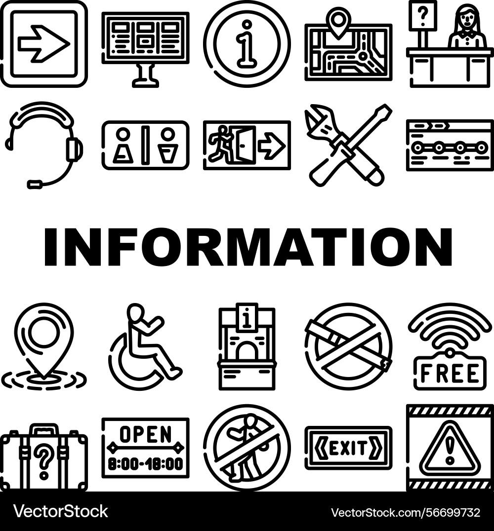 Information data knowledge icons set Vector Image