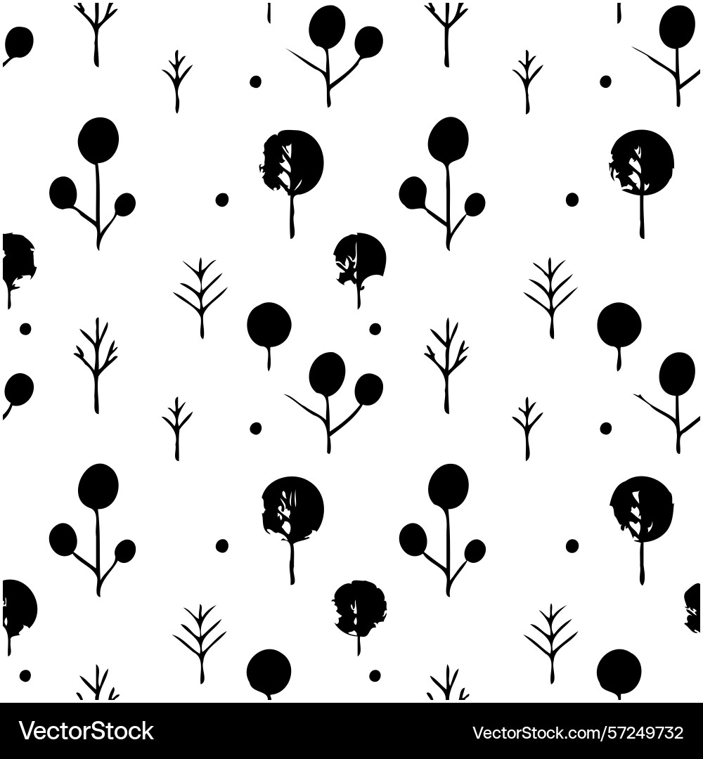 Seamless forest pattern with trees and berries Vector Image