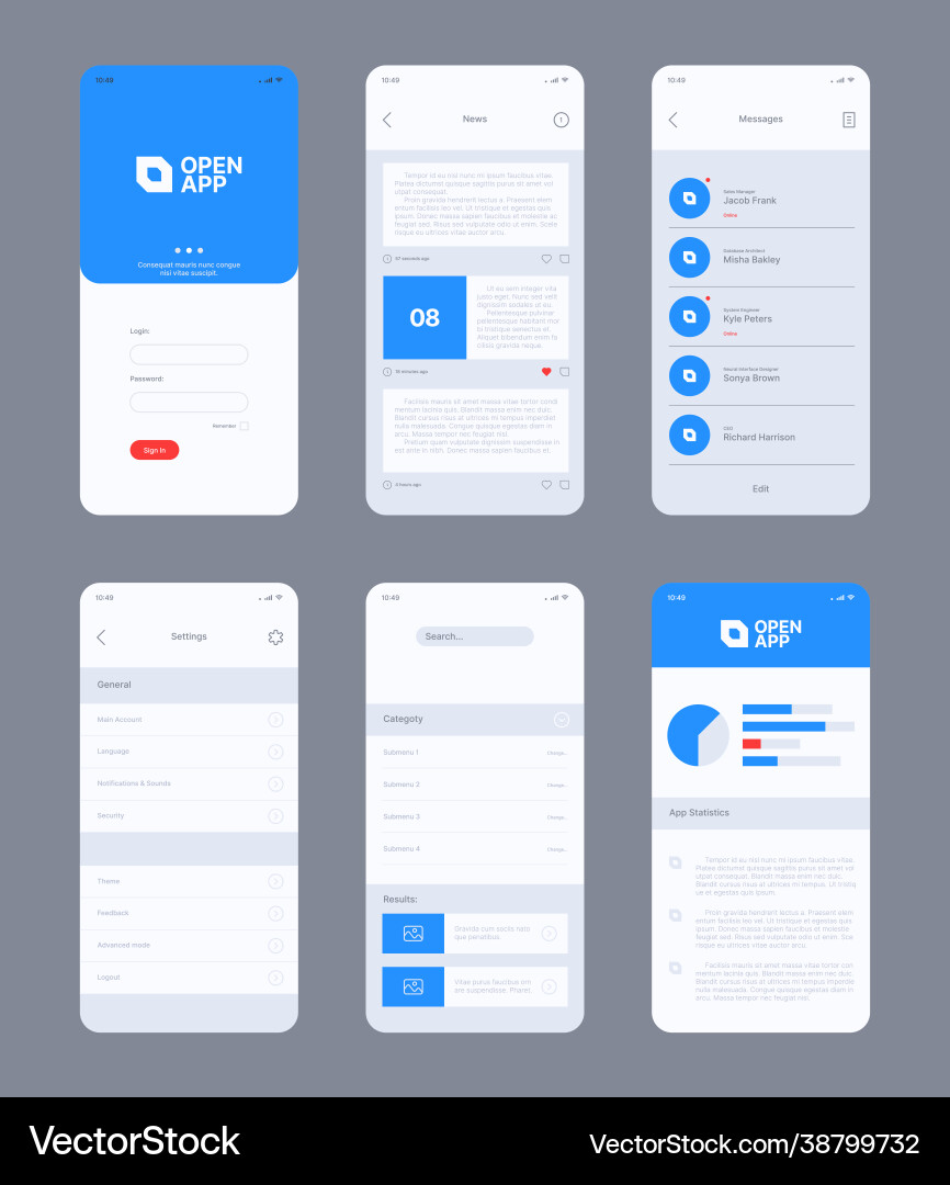 Smartphone UI Mockup - App Layout vector image