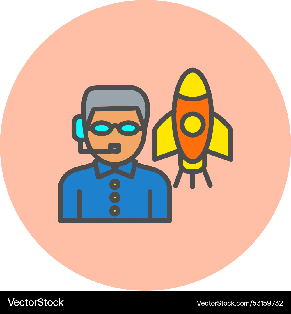 Spaceship instructor line filled circle icon Vector Image