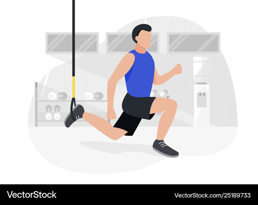 Fit man working out on trx doing bodyweight Fit man working out on trx doing bodyweight vector image