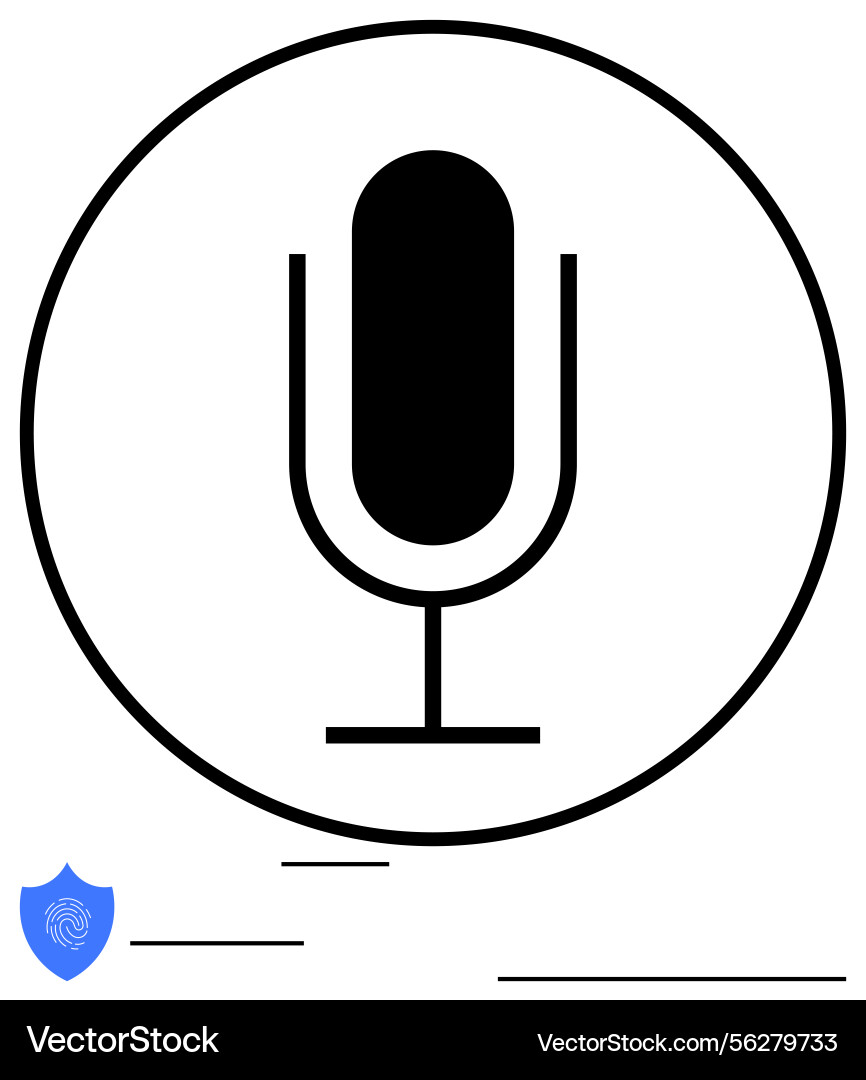 Microphone icon with circle and security elements Vector Image