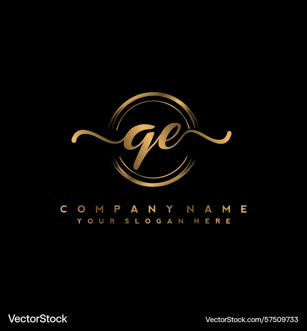 Qe initial handwriting logo with circular wave Qe initial handwriting logo with circular wave Vector Image