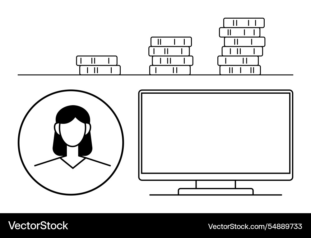 Remote work concept with employee avatar computer Vector Image