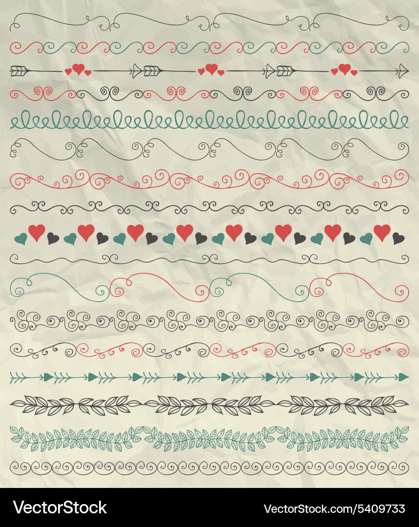 Rustic Branch & Crumple Borders Vector Image