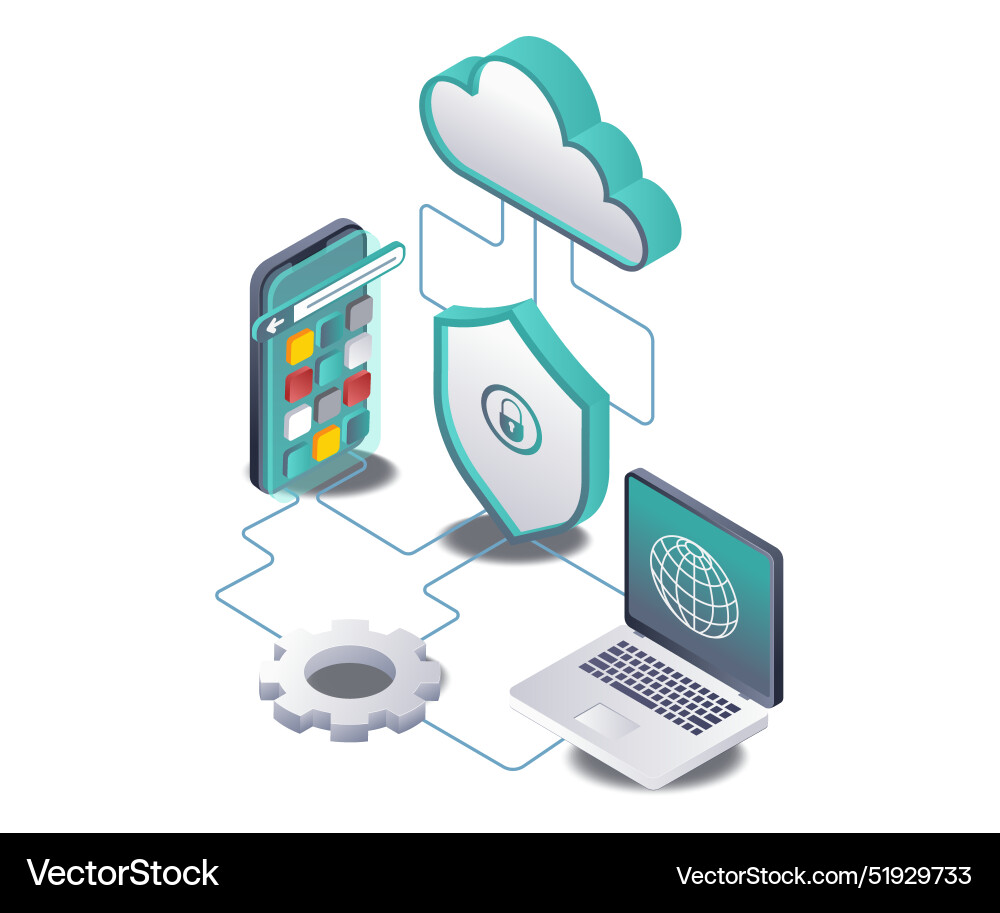 Smartphone application data management with cloud Vector Image