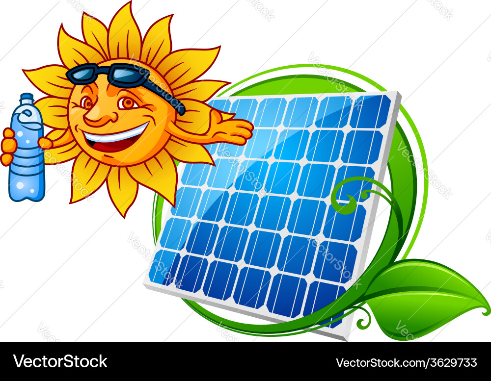 Sun and solar panel Royalty Free Vector Image - VectorStock