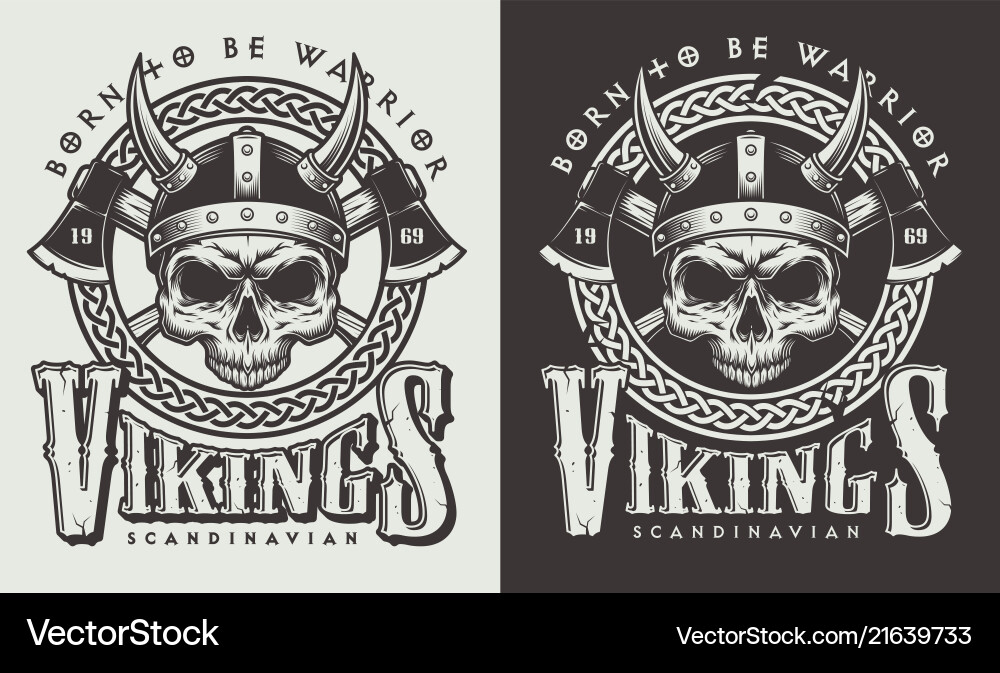 Viking Skull Emblem T-Shirt Print Vector Image