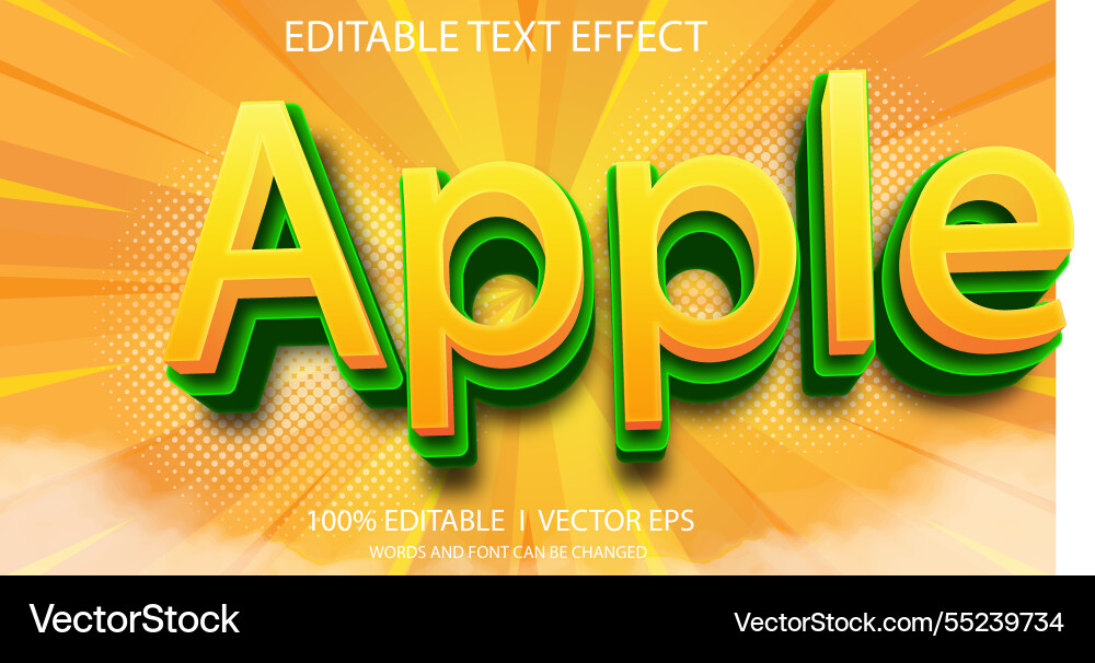 Aplle text effect with modern style design Vector Image