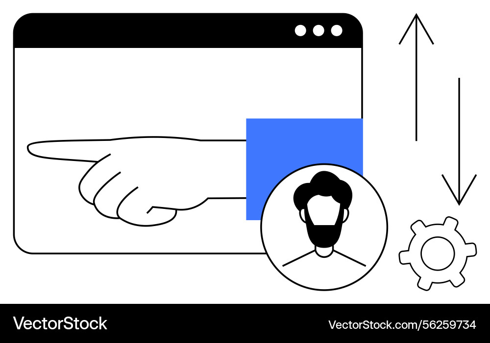 Hand gesture command inside web interface Hand gesture command inside web interface vector image