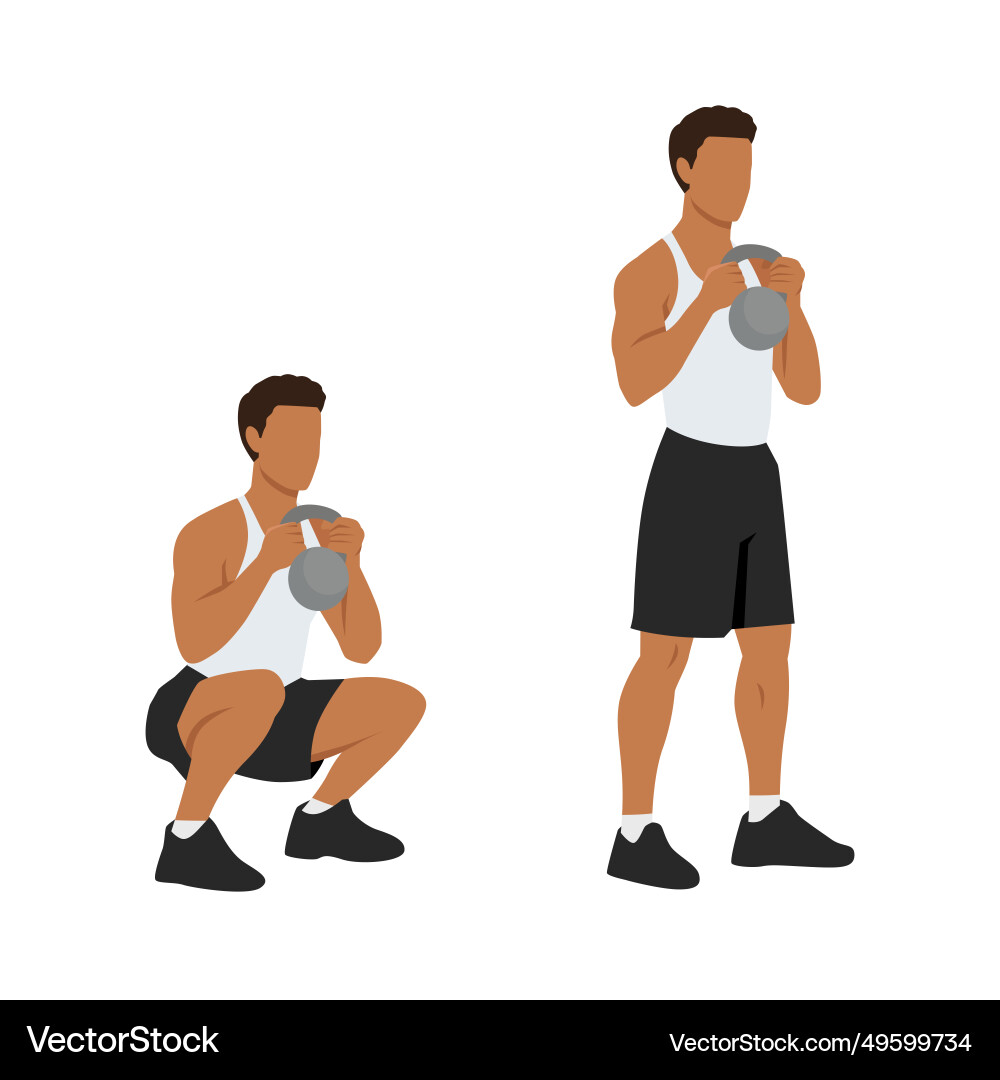 Mann tun smashbell Training Beinquadrat Mann tun smashbell Training Beinquadrat vektorbild