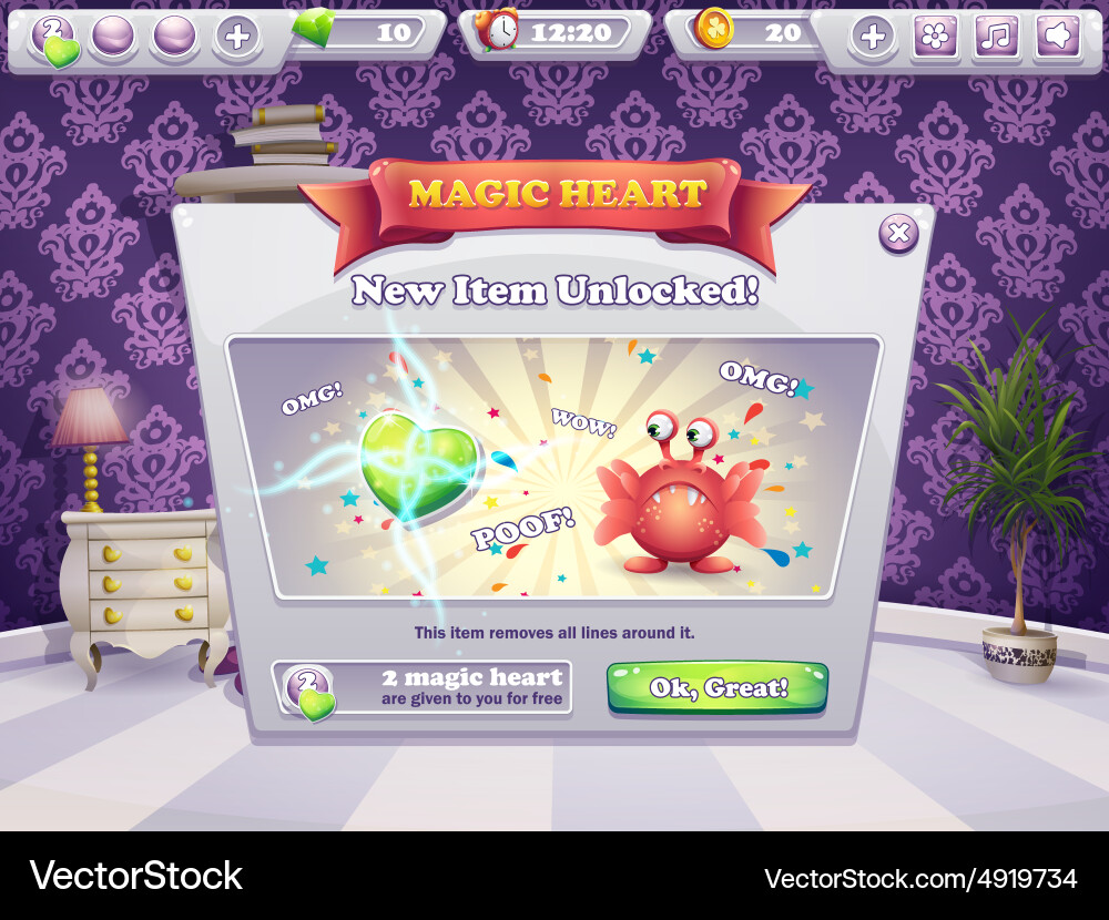 New item is unlocked - example of the window vector image