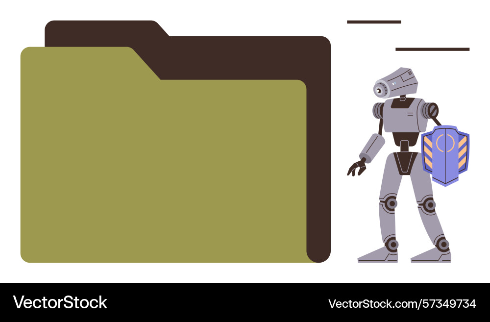 Robot guarding file folder depicting cybersecurity Robot guarding file folder depicting cybersecurity vector image