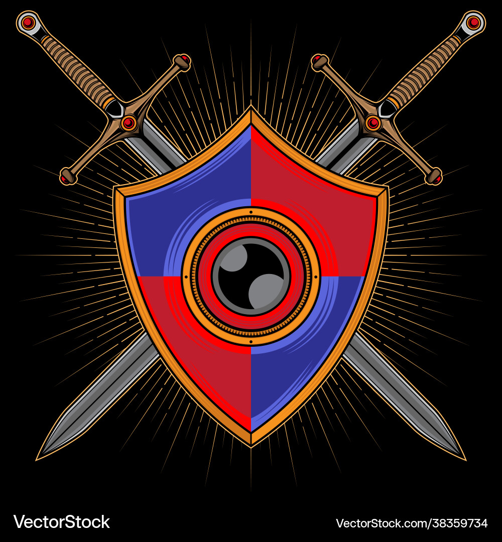 Shield and sword logo Royalty Free Vector Image